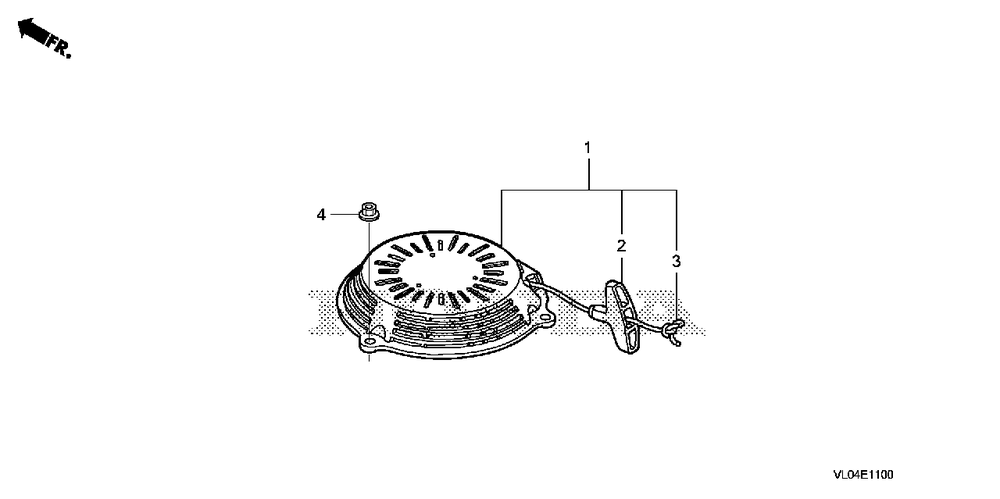 Recoil Starter Diagram and Parts List for (Type  VLAA)(MZCG-1660001 - 1760000) Honda Lawn Mower