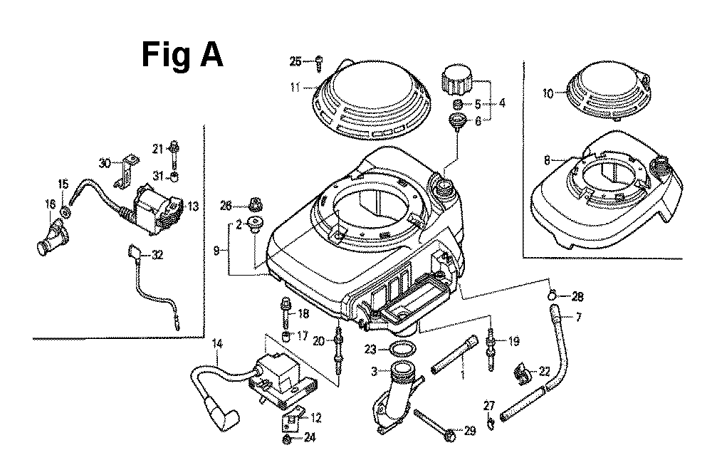Fig-6 Diagram and Parts List for Type A1KT Honda Engine
