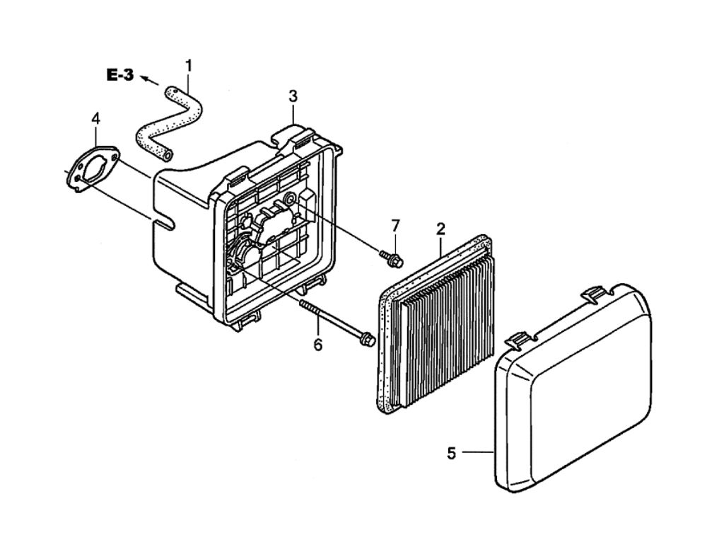 Air Cleaner Diagram and Parts List for  Honda Engine