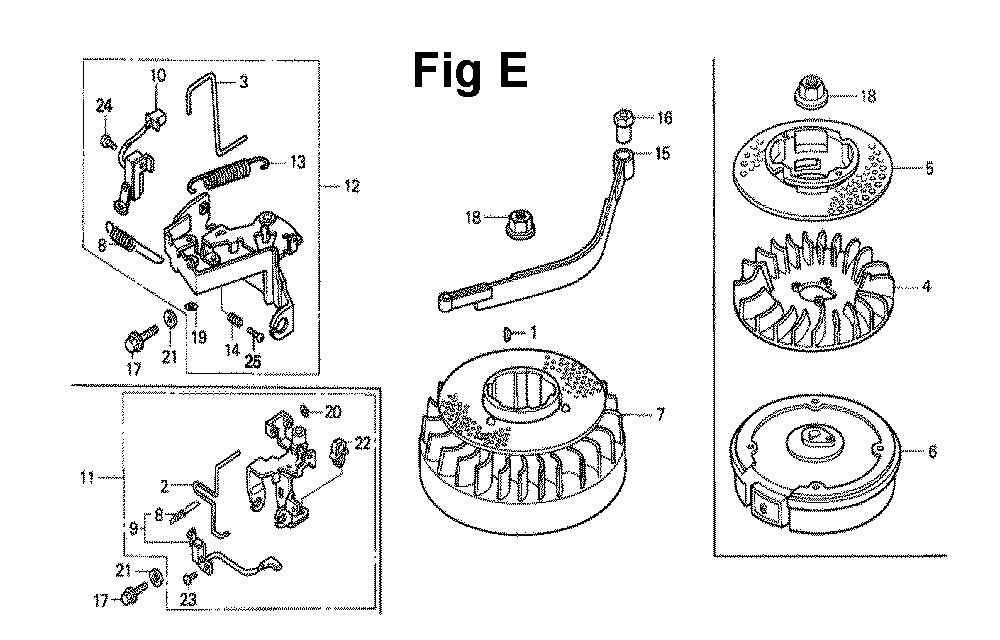 Fig-2 Diagram and Parts List for Type A1K Honda Engine