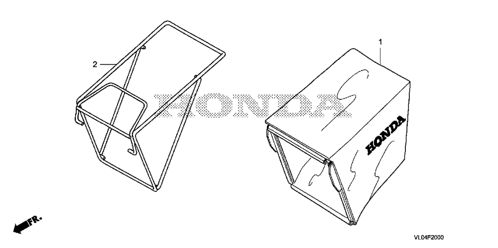 Grass Bag Diagram and Parts List for (Type  VLAA)(MZCG-1660001 - 1760000) Honda Lawn Mower