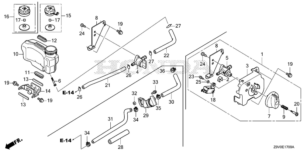 Fuel Tank Diagram and Parts List for (Type S3C)(GJAVA-1000001-9999999) Honda Engine