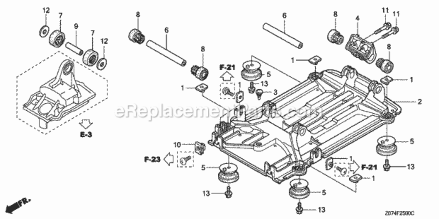 Lower Cover Diagram and Parts List for AC Honda Generator