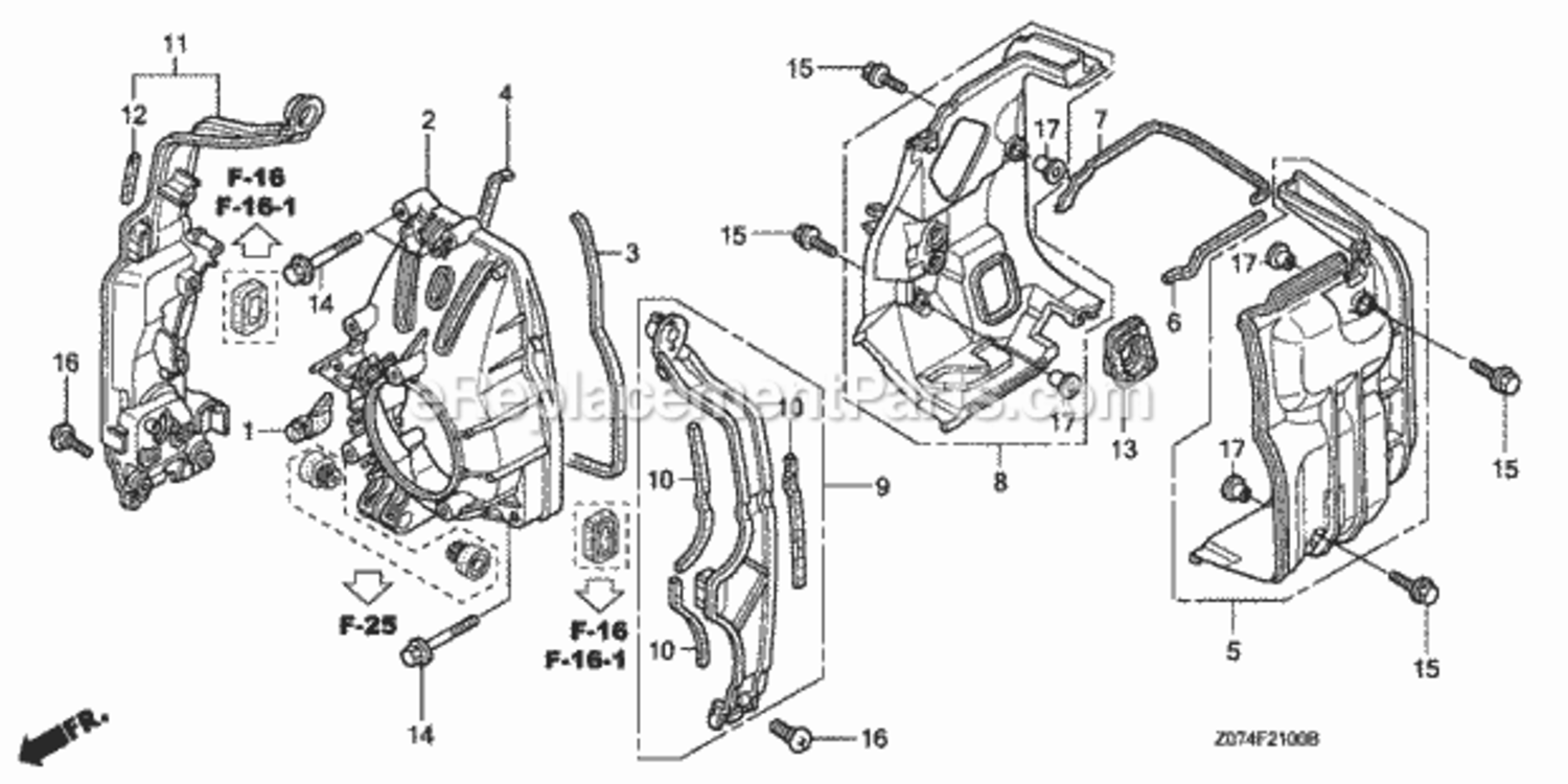 Fan Cover  Shroud Diagram and Parts List for AC2 Honda Generator