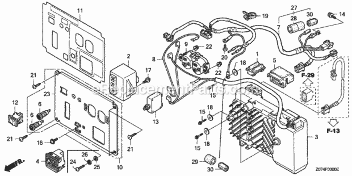 Control Panel (Eu2000I) (AAcAc2AnAn2C2C2Cm) Diagram and Parts List for AC2 Honda Generator