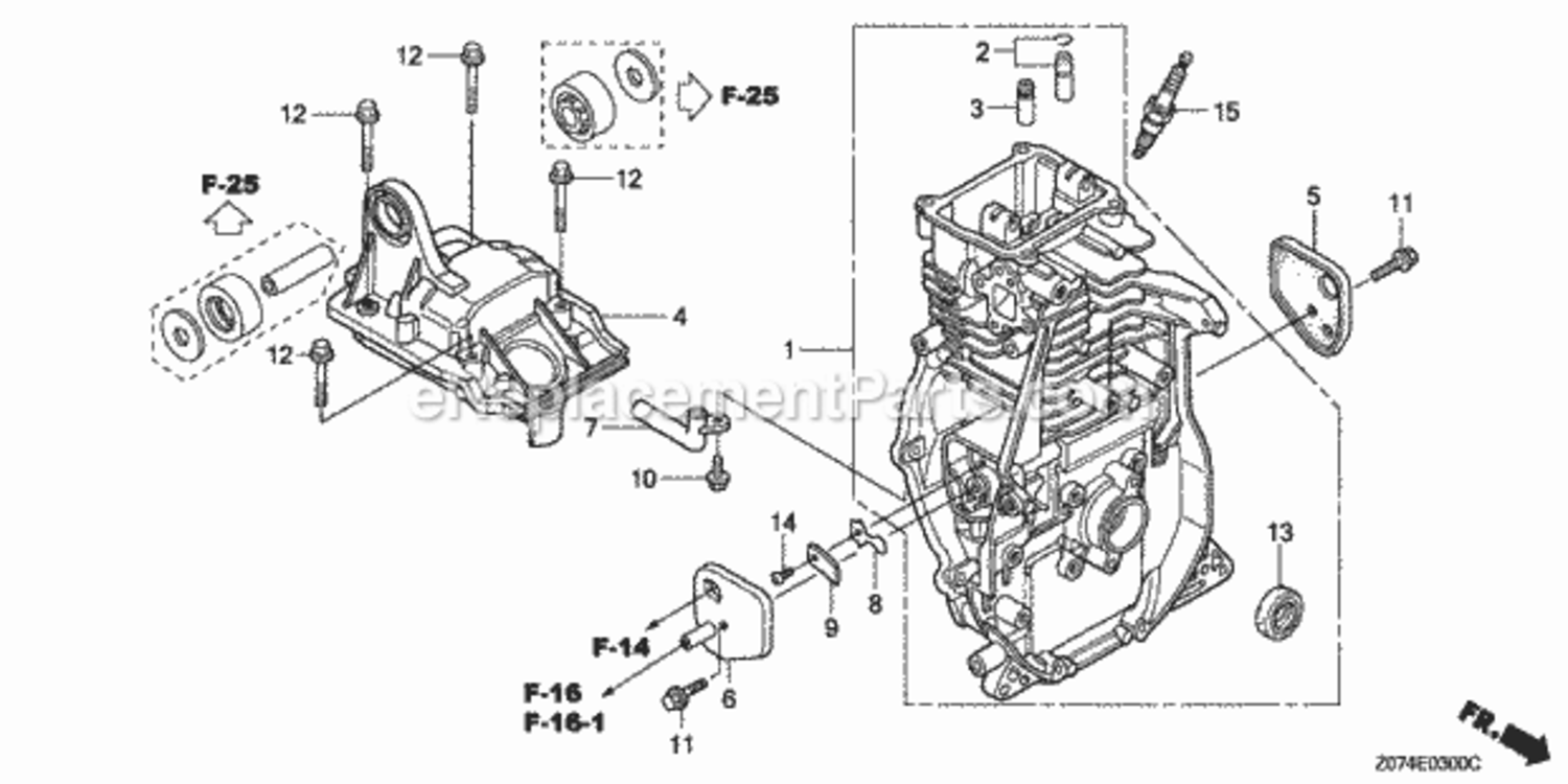 Cylinder Barrel Diagram and Parts List for AC2 Honda Generator