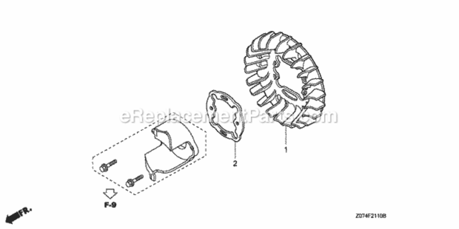 Cooling Fan Diagram and Parts List for AN1 Honda Generator