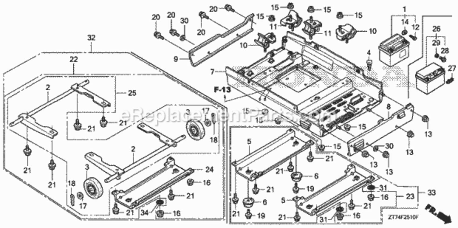 Lower Cover Diagram and Parts List for AA Honda Generator