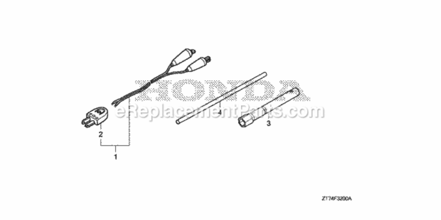 Receptacle Plug  Tool Diagram and Parts List for AA Honda Generator