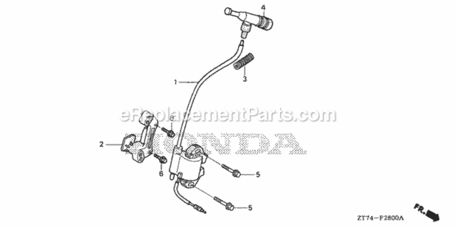 Ignition Coil Diagram and Parts List for AC Honda Generator