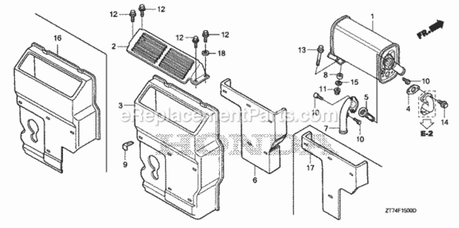 Muffler Diagram and Parts List for AC Honda Generator