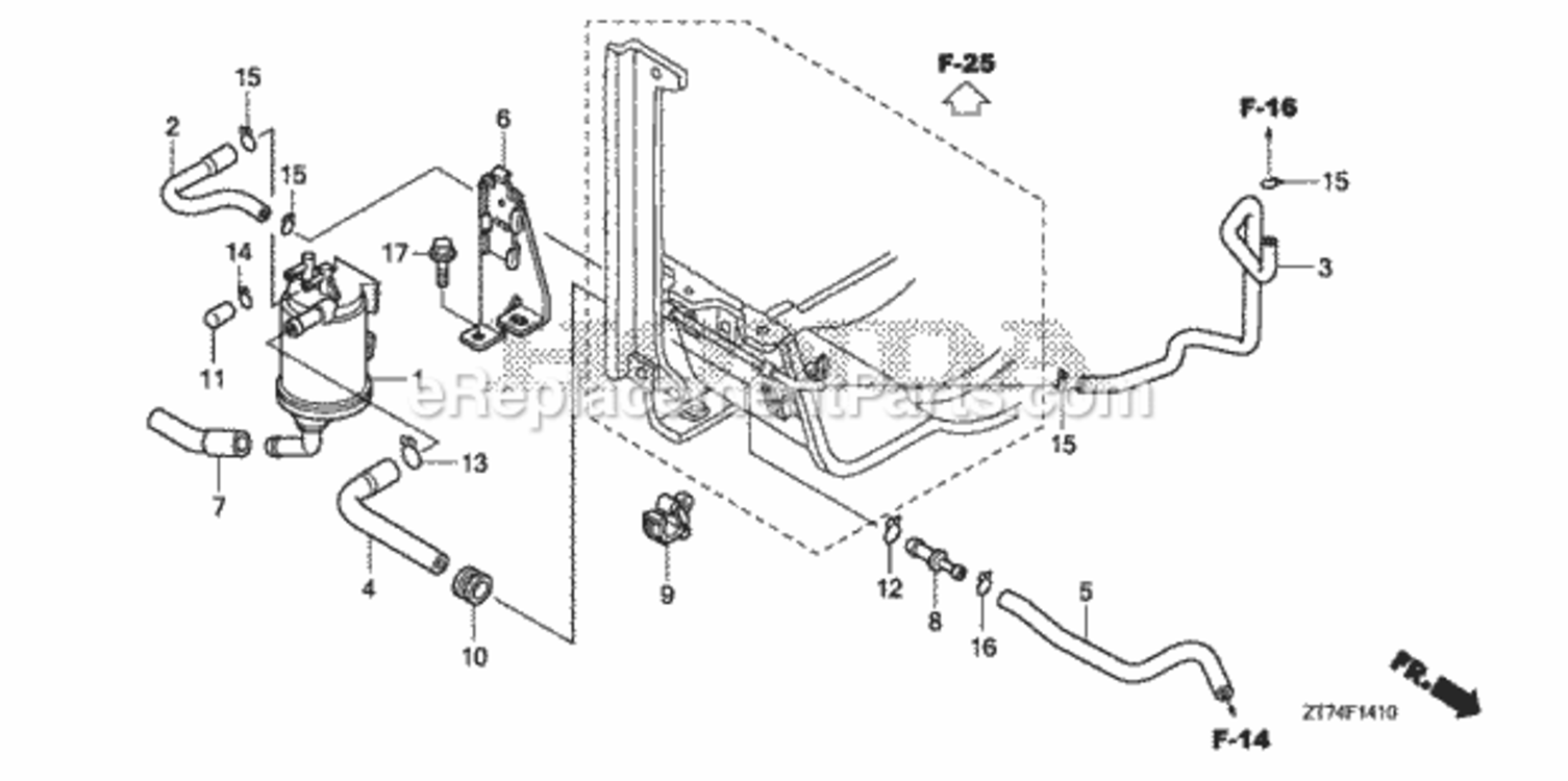 Canister Diagram and Parts List for AC Honda Generator