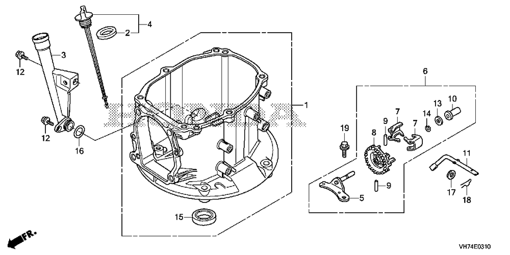 Crankcase (Hrx217k6) Diagram and Parts List for (Type  HYAA)(MAMA-1000001 - 9999999) Honda Lawn Mower