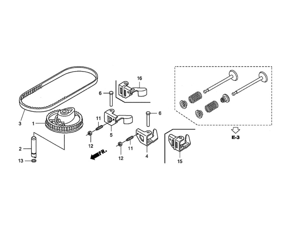 Camshaft Pulley Diagram and Parts List for  Honda Engine