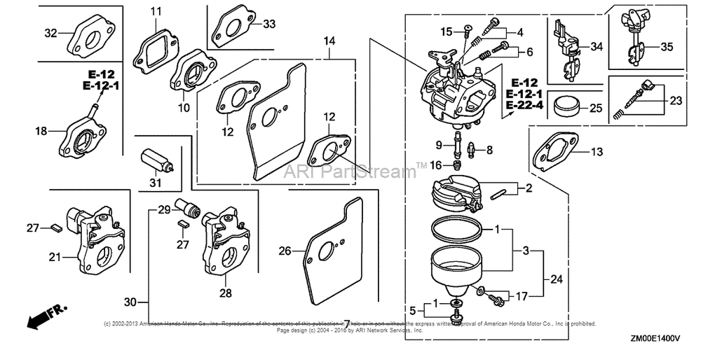 Carburetor(2) Diagram and Parts List for (typeA2A9)(GJAAE-2075803) Honda Engine