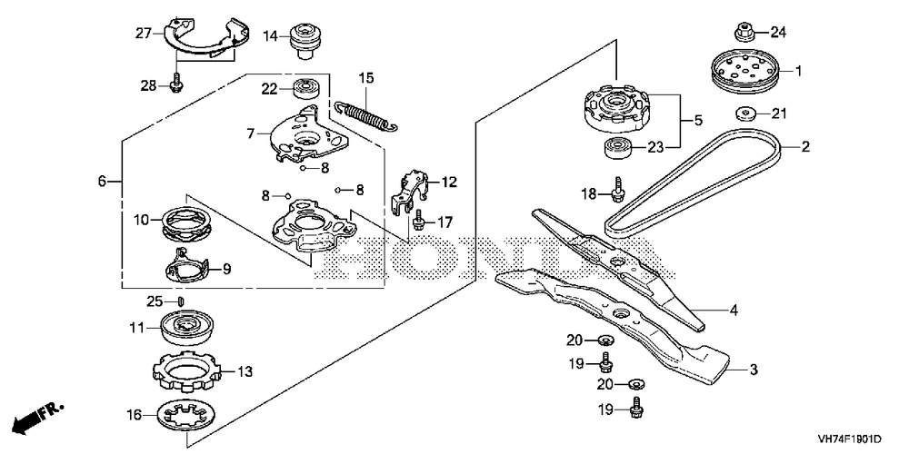 Rotary Blade (2) Diagram and Parts List for (Type  HYAA)(MAMA-1000001 - 9999999) Honda Lawn Mower