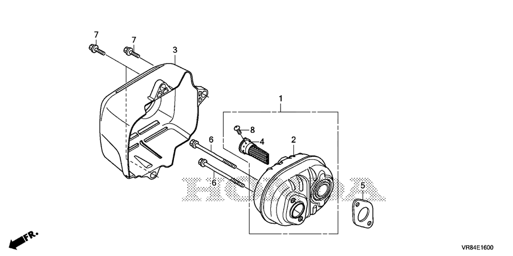 Muffler Diagram and Parts List for (Type  VLA)(MANA-1000001 - 9999999) Honda Lawn Mower