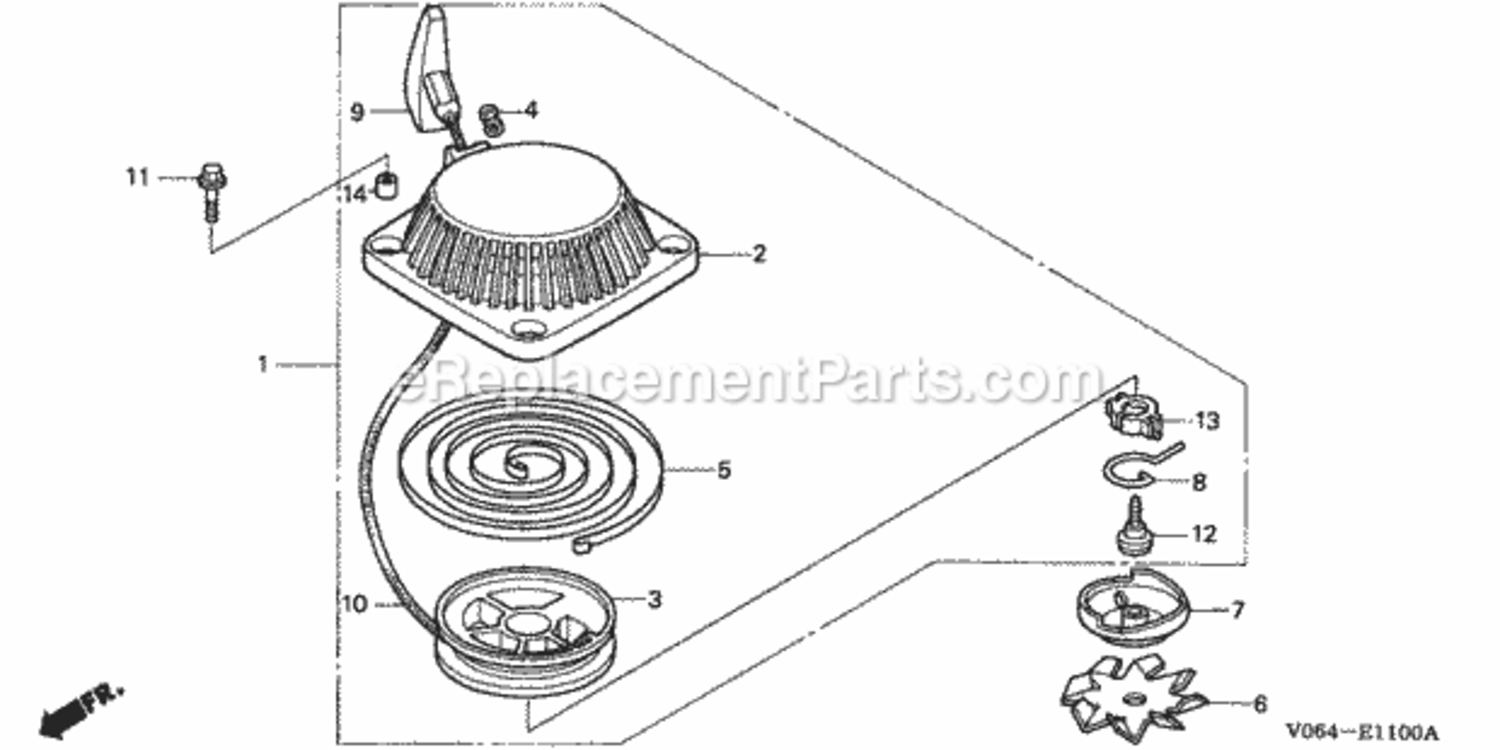 Part Location Diagram of 28461-ZM3-003 Honda Knob- Recoil Starter