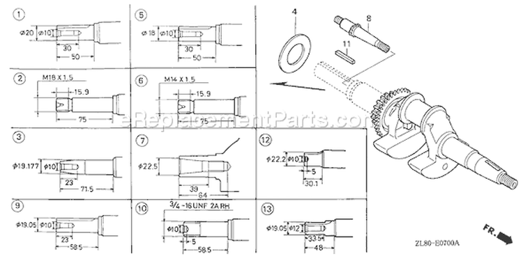 Page F Diagram and Parts List for Type PHA - VIN# GCAH-1000001-9999999 Honda