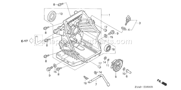 Page L Diagram and Parts List for Type QHA2 - VIN# GCAAA-1000001-7999999 Honda Engine