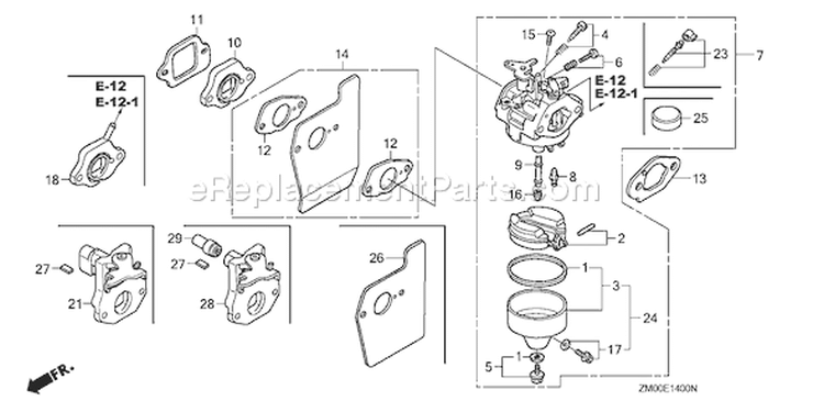 Page C Diagram and Parts List for Type A3A - VIN# GJAEA-1000001-6699999 Honda