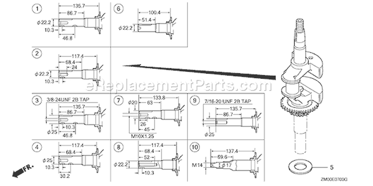 Page E Diagram and Parts List for Type A3A - VIN# GJAEA-1000001-6699999 Honda