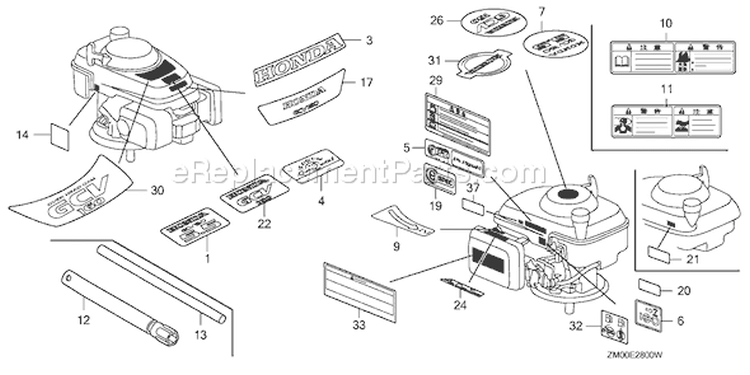 Page I Diagram and Parts List for Type A3A - VIN# GJAEA-1000001-6699999 Honda