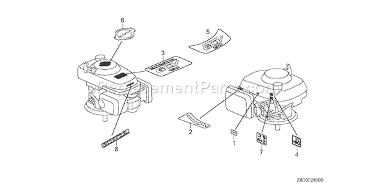 Page J Diagram and Parts List for Type N5AP - VIN# GJAAA-1607129 Honda Engine