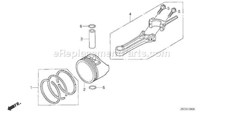 Page M Diagram and Parts List for Type N5AP - VIN# GJAAA-1607129 Honda Engine