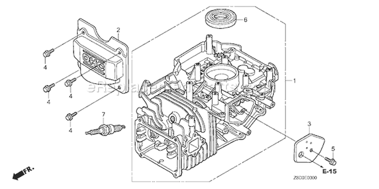 Page F Diagram and Parts List for Type N5AP - VIN# GJAAA-1607129 Honda Engine