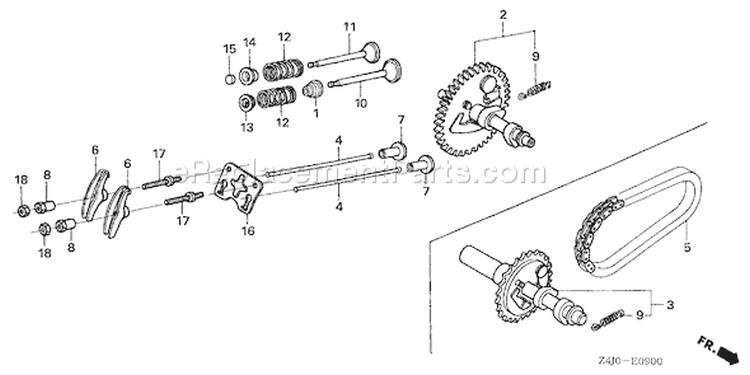 Page B Diagram and Parts List for Type VPR7 - VIN# GCACK-1000001-9999999 Honda