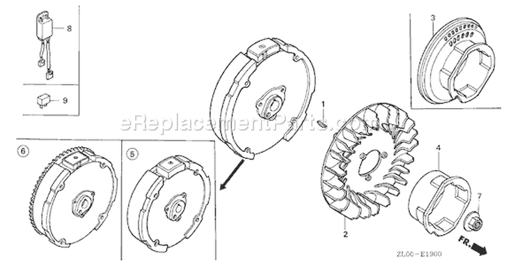 Page K Diagram and Parts List for Type QXE2 - VIN# GCAE-1000001-1899999 Honda