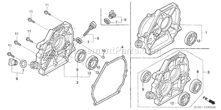 Page F Diagram and Parts List for Type QXE2 - VIN# GCAE-1000001-1899999 Honda