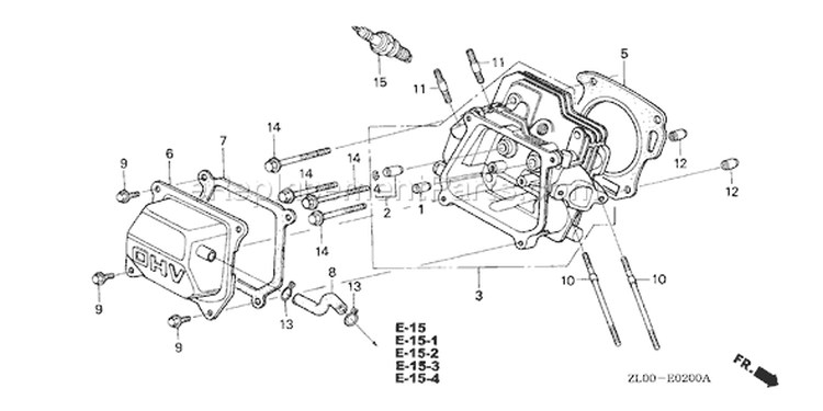 Page I Diagram and Parts List for Type QXE2 - VIN# GCAE-1000001-1899999 Honda