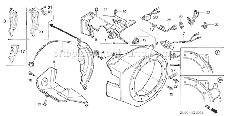 Page J Diagram and Parts List for Type QXE2 - VIN# GCAE-1000001-1899999 Honda