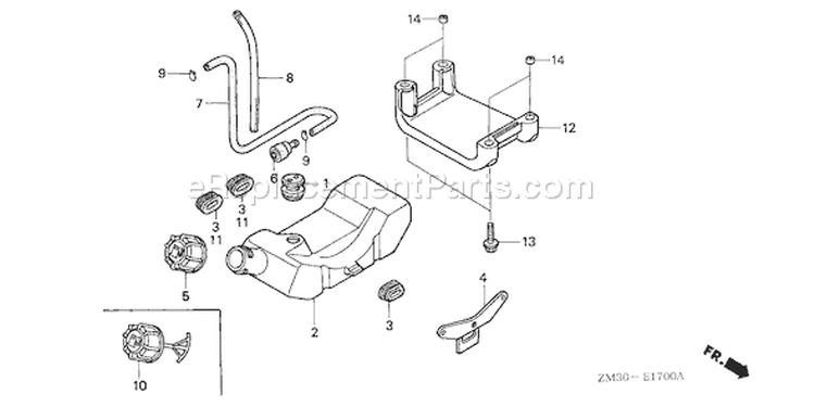 Page H Diagram and Parts List for Type SA - VIN# GCAG-1000001-2099999 Honda Engine