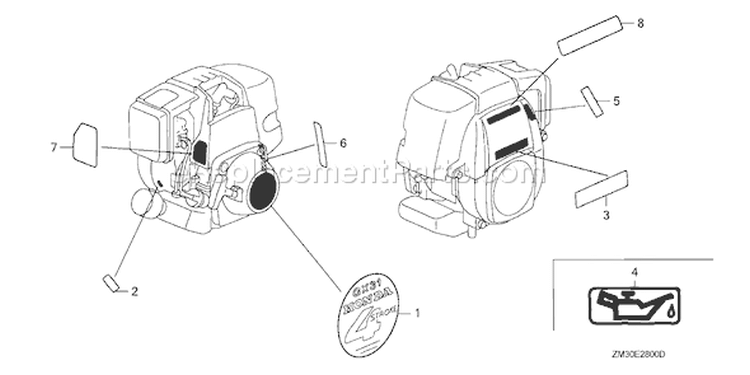 Page I Diagram and Parts List for Type SA - VIN# GCAG-1000001-2099999 Honda Engine