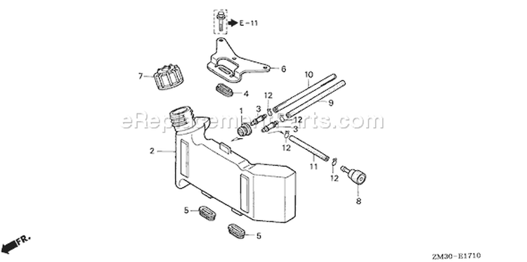 Page H Diagram and Parts List for Type TAP - VIN# GCAG-1000001-2099999 Honda Engine