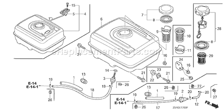 Page K Diagram and Parts List for Type VPX4 - VIN# GCANK-1000001 Honda Engine