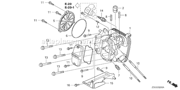 Page H Diagram and Parts List for Type V9MF - VIN# GCAWK-1000001 Honda