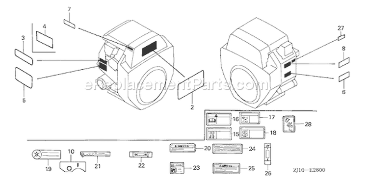 Page N Diagram and Parts List for Type VXA3 - VIN# GCAD-1000001-1999999 Honda
