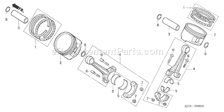 Page R Diagram and Parts List for Type VXA3 - VIN# GCAD-1000001-1999999 Honda