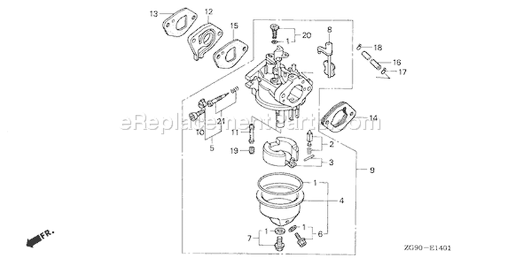 Page E Diagram and Parts List for Type N2TB - VIN# GJAB-6000001-7999999 Honda Engine