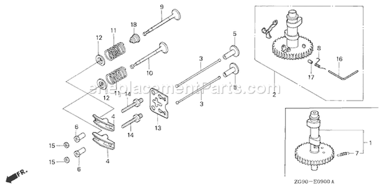 Page B Diagram and Parts List for Type A1KS - VIN# GJAB-6000001-7999999 Honda Engine