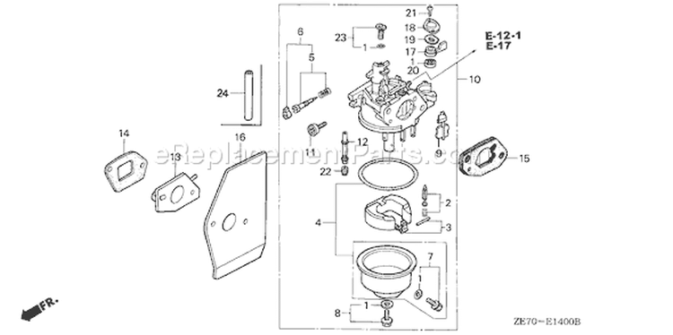 Page C Diagram and Parts List for Type N1E2 - VIN# GJ03-1000001-1366578 Honda Engine