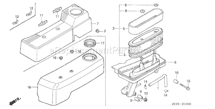 Page A Diagram and Parts List for Type N1E2 - VIN# GJ03-1000001-1366578 Honda Engine
