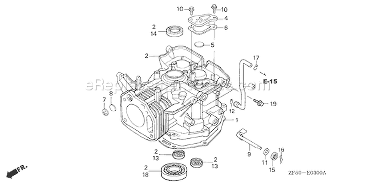 Page F Diagram and Parts List for Type DA33 - VIN# GJAA-2000001-2063521 Honda Engine