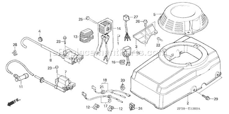 Page H Diagram and Parts List for Type DA33 - VIN# GJAA-2000001-2063521 Honda Engine