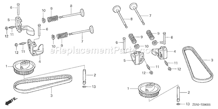 Page A Diagram and Parts List for Type QEA - VIN# GJAJM-1000001-1049999 Honda Engine