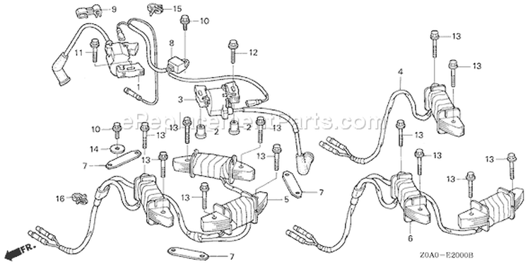 Page K Diagram and Parts List for Type QEA - VIN# GJAJM-1000001-1049999 Honda Engine
